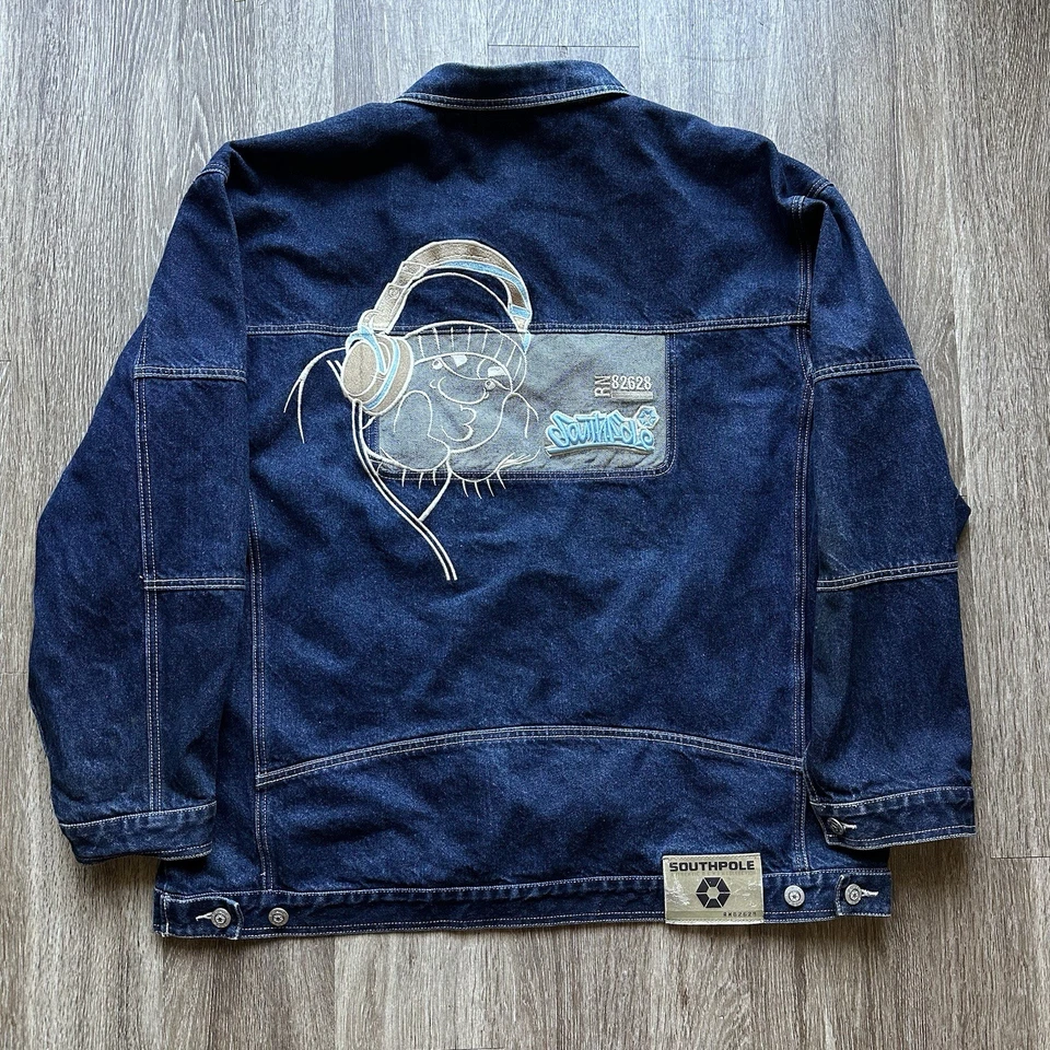 Chaqueta Jean Southpole Vintage Años 90 Y2K Bordada Hip Hop Streetwear Azul XXL Foto 1 de 4