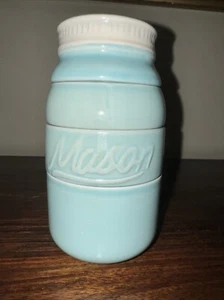 World Market Mason Jar Ceramic Measuring Cups 1/4, 1/3, 1/2, 1 cup Aqua Blue Set - Picture 1 of 9
