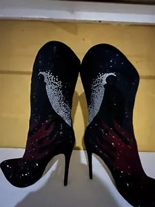 Strass High Heel Halloween Stiefel 8,5M Schädel kantig - Bild 1 von 10