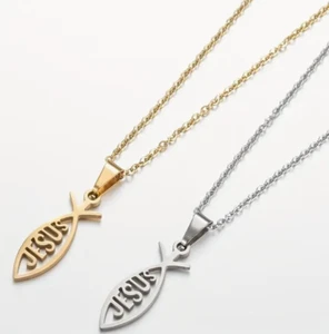 Necklace Pendant - Ichthys Fish (Jesus Fish) - YOUR CHOICE! - Picture 1 of 5