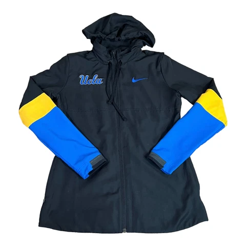 Nike Jacket Women's Small Black  Full Zip Vented UCLA Bruins Team Issued Hooded Cover