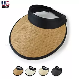 Women Open Top Sun Visor Hat Wide Brim Summer UV Protection Beach Cap Adjustable - Picture 1 of 23
