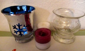 Two Pretty YANKEE Christmas Candle Holders with 4 Tea light Candles. VGC. - Picture 1 of 5