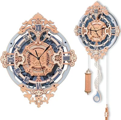 ROKR Romantic Notes Clock Model Build kits 3D Wooden Puzzle Wall Clock Time Art