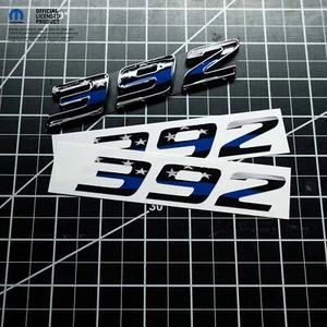 392 Fender Emblem Overlay Decals L&R THIN BLUE LINE FLAG Fits Dodge Challenger - Picture 1 of 6