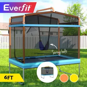 Everfit Trampoline 6FT Kids 2-in-1 Swing Belt Safety Net Gift Rectangle - Picture 1 of 30