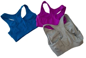 Lot Of 3 Champion C9 Sports Bras Blue Gray Purple Racerback Size Small Logo - Picture 1 of 12