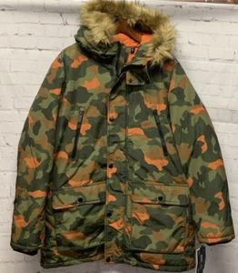 Club Room Macy's Large Parka Coat Faux Fur Hooded Camouflage NEW Water Resistant - Picture 1 of 9