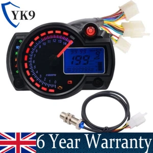 Universal Motorcycle LCD Speedometer Odometer Gauge Meter with Speed Sensor UK - Picture 1 of 12