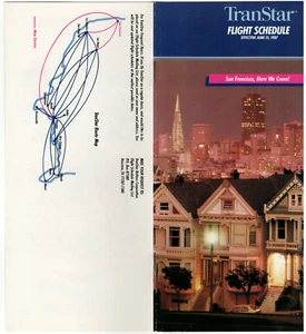 Transtar Airlines Flight Schedule - June 15, 1987 - Picture 1 of 1