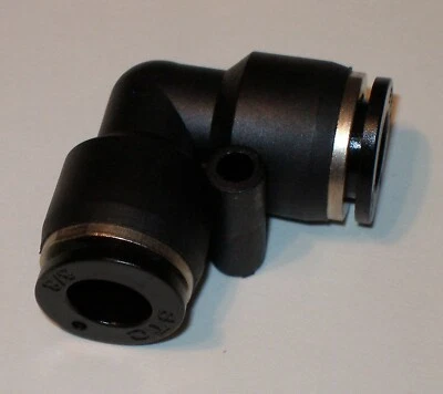 Elbow Union Air Pneumatic Connector Tube OD 3/8" Push In Fitting Quick Release - Image 1 of 4