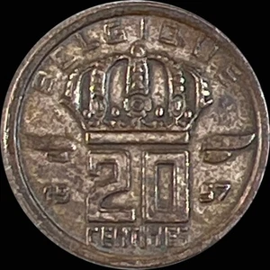 1957 AU Belgium 20 Centimes - Baudouin I (French text) 1953-1963 KM#146 VP208 - Picture 1 of 2