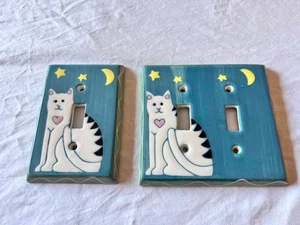 Alles angezündet! Von Lynne Carson Volkskunst Katze einzelne und doppelte Lichtschalter-Platten - Bild 1 von 9