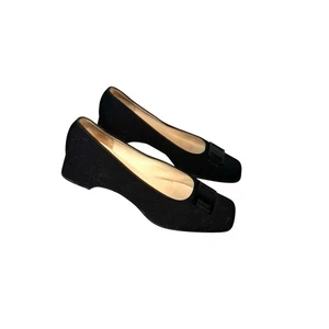 Vintage Salvatore Ferragamo schwarz Wildleder Schnalle Akzent Business Freizeit Heels Gr. 8 - Bild 1 von 6