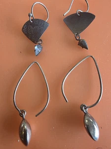 Vintage Texico Sterling Silver Dangle Earrings Artisan Openwork Design - Picture 1 of 5