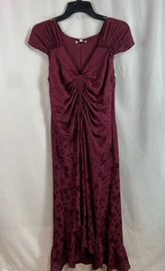 NWT Max Studio Womens Purple Floral V-Neck Ruched Tiered Maxi Dress Size Small - Picture 1 of 7