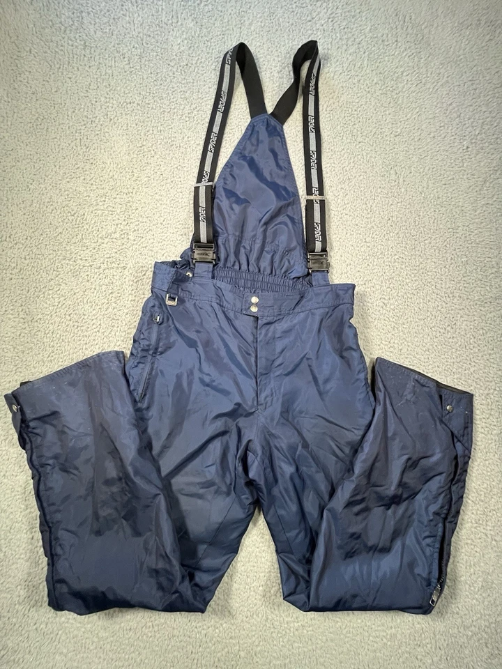 Spyder Snow Boarding Ski Overalls Bibs Mens Large Long Blue Zip Leg Suspenders - Image 1 of 4