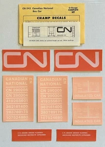 CHAMP O SCALE AUFKLEBER-CANADIAN NATIONAL/CN BOX CAR "NOODLE" SCHEMA WH LET #OB-345 - Bild 1 von 1