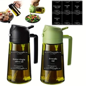 Two-piece kitchen glass olive oil bottle 2-in-1 oil pot and cooking spray device - Picture 1 of 9