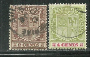 MAURITIUS 138, 140 USED COAT OF ARMS #1 - Imagen 1 de 1
