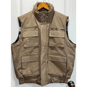 Maxxsel Mens Large Padded Vest Large Tan Utility Outdoor Full Zip Quilted Lined - Picture 1 of 9