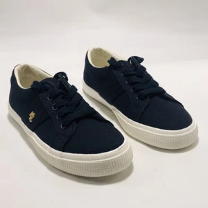 Ralph Lauren Blue Janson Canvas Trainers Size Uk 3 - Picture 1 of 8