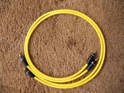 MOGAMI YELLOWJACKET 3' CABLES, NAKAMICHI GOLD RCA'S, CARDAS SOLDER. "REAL SOUND" - Image 1 of 4