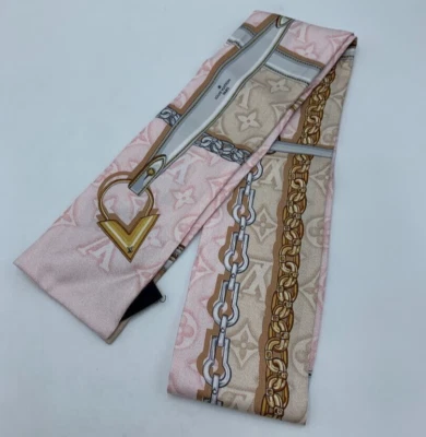 Louis Vuitton Bandeau Denim Glam Confidencial Seda Bufanda Rosa M78152 de Japón Foto 1 de 4