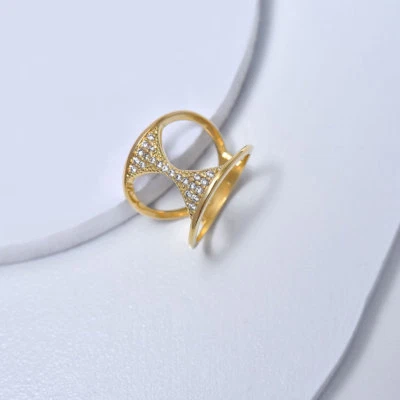 Anillo relleno de oro amarillo para mujer con circonitas cúbicas, banda de moda de cóctel Foto 1 de 4