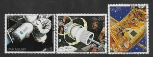 SE)1988 PARAGUAY SHORT SERIES, SPACE, ASTROPHILATELY, EUROSPACE PROJECT, 3 USED - Picture 1 of 1