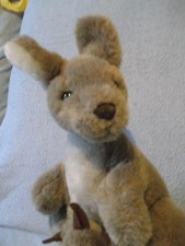 Realistic plush Kangaroo with baby in pouch  13"x8"x9" [inc tail] Windmill Toys