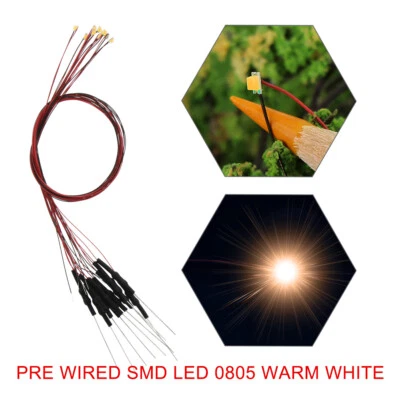 20pcs Pre-wired 30awg Wire Golden White SMD LED 0805 Light with Resistor for 12V - Image 1 of 4