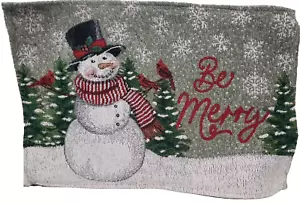Set di 2 tovagliette in ciniglia, 13x19", NATALE, PUPAZZO DI NEVE E UCCELLINI CARDINALI, SPOSATI, WW - Foto 1 di 24
