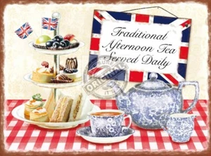 Traditional Afternoon Tea design metal sign 30cm x 40cm - Picture 1 of 1