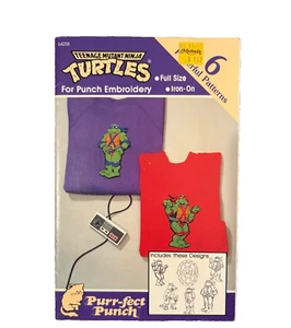 Unused VTG 1990 Purr-fect Teenage Mutant Ninja Turtles Punch Embroidery 64258 - Picture 1 of 3