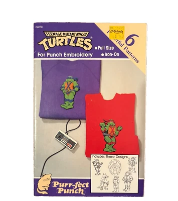 Unused VTG 1990 Purr-fect Teenage Mutant Ninja Turtles Punch Embroidery 64258 - Image 1 of 3