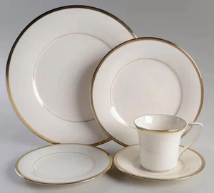 Noritake Fine China 7713 Gold und Platin 5-teiliges Gedeck (10) ~ Vintage Neu ohne Karton - Bild 1 von 1
