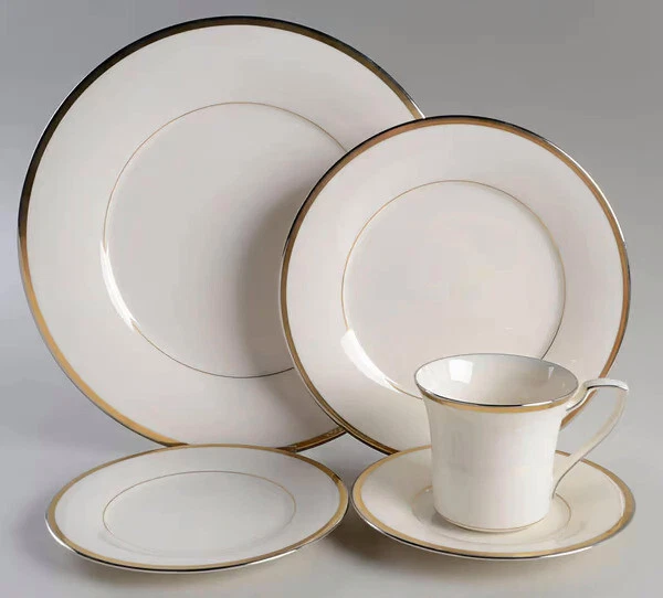 Noritake Fine China 7713 Gold and Platinum 5-pc Place Settings (10) ~ VTG NWOB