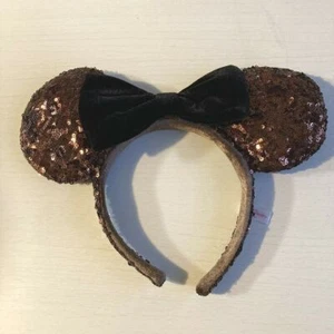 Tokyo Disney Resort Ears Brown sequins Minnie Mouse Very RARE TDR TDS Kawaii - Picture 1 of 12