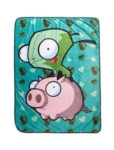 New Invader Zim Gir as Dog Suit Plush Fleece Throw Blanket GIFT Flying Pig NICK - Picture 1 of 2