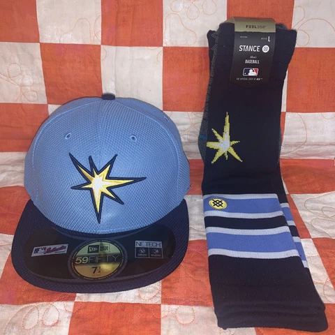 NWT New Era Diamond Era 59Fifty 7 1/4 Stance Socks Large Tampa Bay Rays Lot MLB Cover