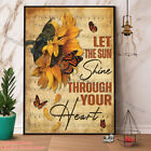 Sunflower Let The Sun Shine Butterfly Vintage Paper Poster No Frame