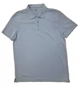 Tori Richard Men Polo 1/4 Zip Medium Blue Short Sleeve Hawaiian Sports Vtg 62464 - Picture 1 of 13