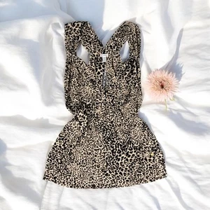 Guess Cheetah Print Tank Top Blouse Y2K Sexy Stretchy Leopard Fun Summer Size XL - Picture 1 of 6