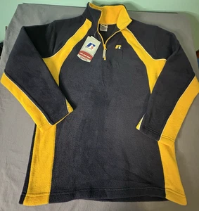 Russell Athletic Polar Fleece 1/4 Zip Pullover - Youth Large - Blue Yellow - NWT - Picture 1 of 7