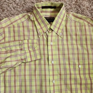 Robert Talbott Yellow Plaid Men Sz M Oxford Long Sleeve Button Up Shirt - Picture 1 of 7