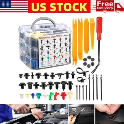 Juego de caja surtido de clip de sujetador de panel de ajuste remache pasador de empuje de carrocería de automóvil 925 piezas de EE. UU. Foto 1 de 4