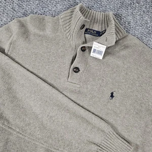 Polo Ralph Lauren Mens XL Button Mock Neck Long Sleeve Knit Sweater - Picture 1 of 7