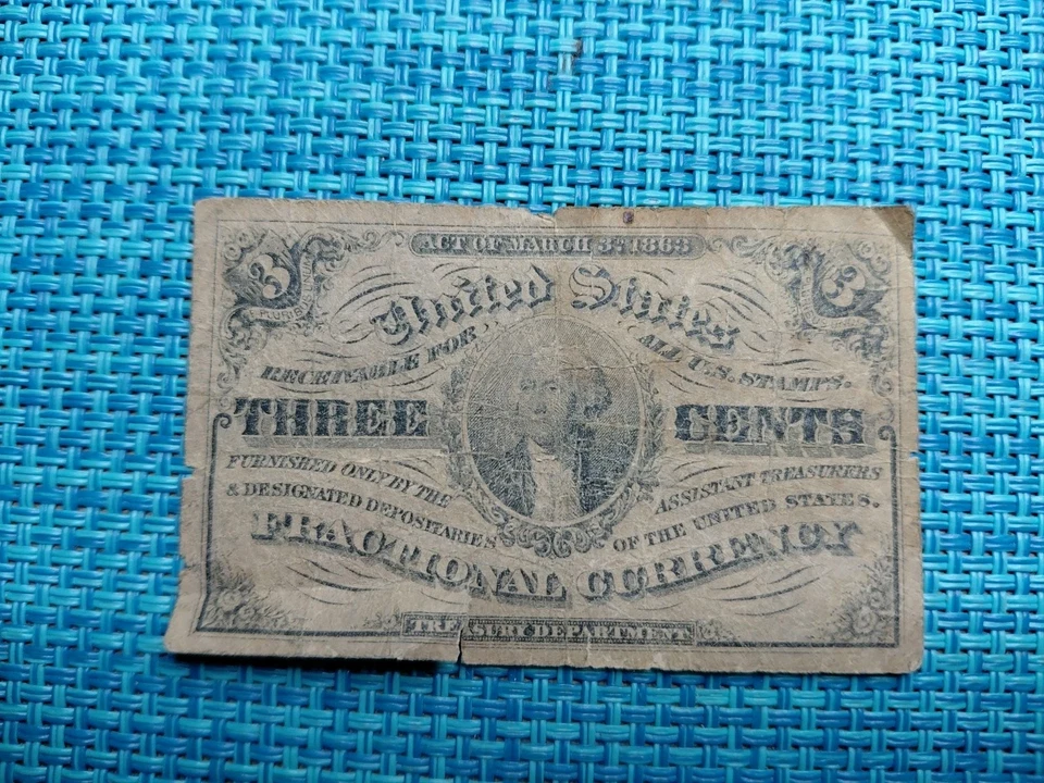 🇺🇸 United States 3 cents 1863 FRACTIONAL CURRENCY  FR-1226 banknote 112125-4 - Image 1 of 3