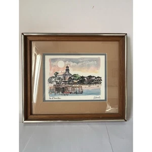 View OF PROVINCETOWN BY ROBERT KENNEDY WATER COLOR ART PRINT 13”X11 FRAMED - Picture 1 of 6